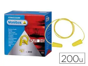 Caja 200 pares Tapón Oído con cordón (CONICCO200)